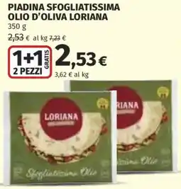 Ipercoop Piadina sfogliatissima olio d'oliva Loriana offerta