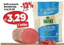 Il Castoro Supermercati lenti carpaccio di bresaola offerta
