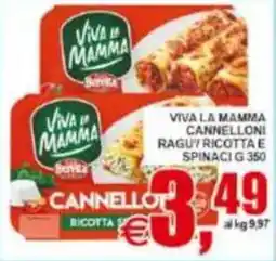 Pewex Viva la mamma cannelloni ragu' ricotta e spinaci offerta