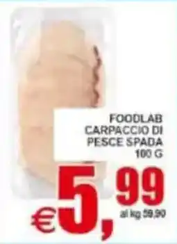 Pewex Foodlab carpaccio di pesce spada offerta