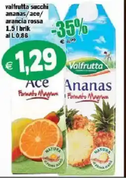 Il Castoro Supermercati Valfrutta succhi ananas/ace/arancia rossa offerta