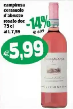 Il Castoro Supermercati campirosa cerasuolo d'abruzzo rosato doc offerta