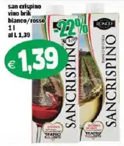 Il Castoro Supermercati San crispiño vino brik bianco/rosso offerta