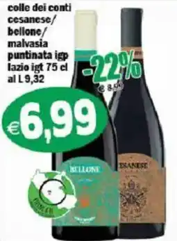 Il Castoro Supermercati Colle dei conti cesanese/bellone/malvasia puntinata igp lazio igt offerta