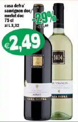 Il Castoro Supermercati Casa Defra Sauvignon Doc / Merlot Doc offerta