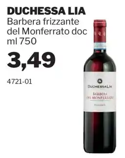 GrosMarket Duchessa Lia Barbera frizzante del Monferrato doc offerta