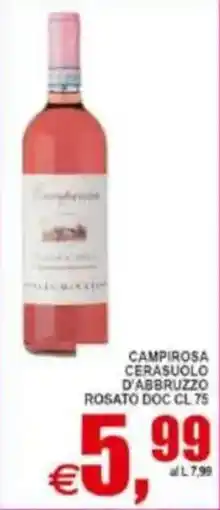 Pewex Campirosa Cerasuolo d'Abruzzo Rosato DOC offerta