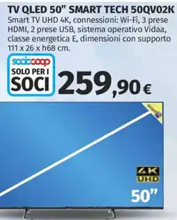 Ipercoop TV QLED 50" SMART TECH offerta