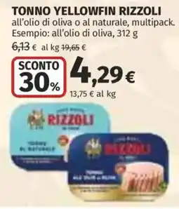 Ipercoop Tonno Yellowfin Rizzoli offerta