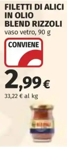 Ipercoop Filetti di alici in olio blend Rizzoli offerta