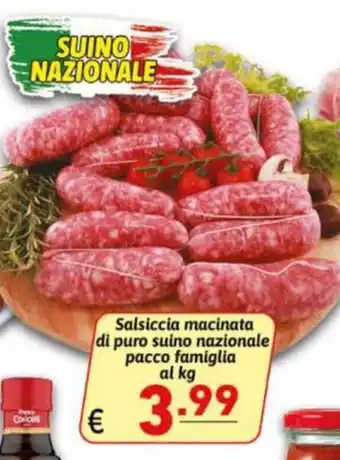 Ipercarni Salsiccia macinata di puro suino nazionale offerta