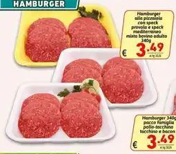 Ipercarni Hamburger alla pizzaiola con speck provola e speck mediterraneo misto bovino adulto offerta