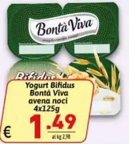 Ipercarni Yogurt Bifidus Bontà Viva avena noci offerta