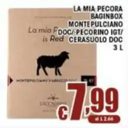 Sacoph La mia pecora baginbox montepulciano doc/ pecorino igt/cerasuolo doc offerta