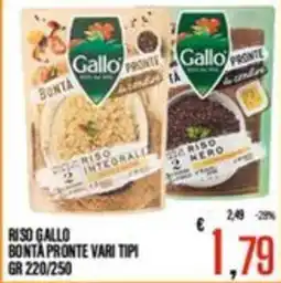 Supermercati EffePiù Riso Gallo Bonta Pronte Vari Tipi offerta