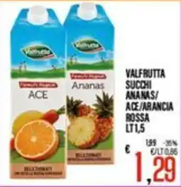 Supermercati EffePiù Valfrutta succhi ananas/ace/arancia rossa offerta
