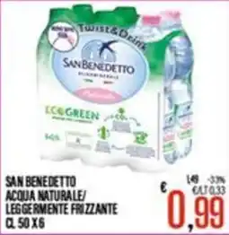Supermercati EffePiù San Benedetto acqua naturale leggermente frizzante offerta