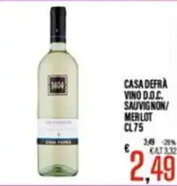 Supermercati EffePiù Casa Defra Vino D.O.C. Sauvignon/Merlot offerta