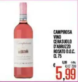 Supermercati EffePiù Campirosa vino cerasullo d'abruzzo rosato d.o.c. offerta