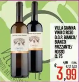Supermercati EffePiù Villa Gianna Vino Circeo D.O.P. Bianco/ Bianco Frizzante/ Rosso offerta