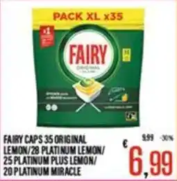 Supermercati EffePiù Fairy caps 35 original lemon/28 platinum lemon/25 platinum plus lemon/20 platinum miracle offerta