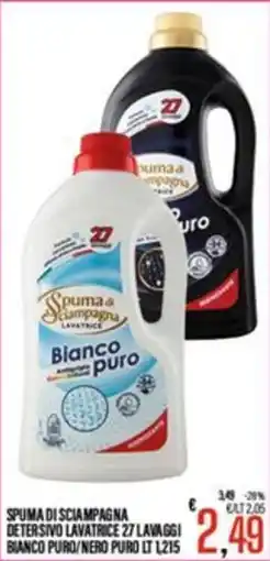 Supermercati EffePiù Spuma di sciampagna detersivo lavatrice 27 lavaggi bianco puro/nero puro offerta