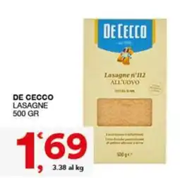 Quick Sisa De Cecco Lasagne all'uovo offerta