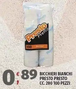 Vivo Supermercati Bicchieri bianchi presto presto offerta