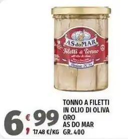 Vivo Supermercati Tonno a filetti in olio di oliva oro As Do Mar offerta