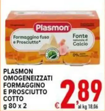 Iper Triscount Plasmon omogeneizzati formaggino e prosciutto cotto offerta