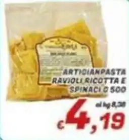 Idromarket Artianpasta Ravioli Ricotta e Spinacolo offerta