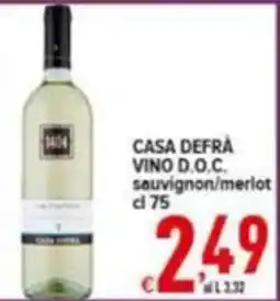 Iper Triscount Casa Defrà Vino D.O.C. sauvignon/merlot offerta