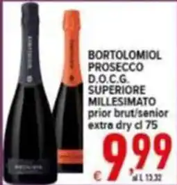Iper Triscount Bortolomiol prosecco d.o.c.g. superiore millesimato offerta