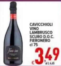 Iper Triscount Cavicchioli vino lambrusco scuro d.o.c. fieronero offerta