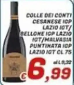 Idromarket Colle dei Conti Cesanese IGP Lazio IGT / Bellone IGP Lazio IGT / Malvasia Puntinata IGP Lazio IGT offerta