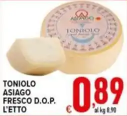 Iper Triscount Tonioło Asiago Fresco D.O.P. offerta