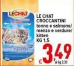 Iper Triscount Le Chat croccantini tonno e salmone manzo e verdure kitten offerta
