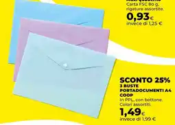 Unicoop 3 buste portadocumenti A4 coop offerta