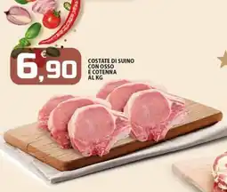 SpesaPiù Supermercati Costate di suino con osso e cotenna offerta
