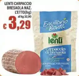 Top Supermercati Lenti carpaccio di bresaola offerta