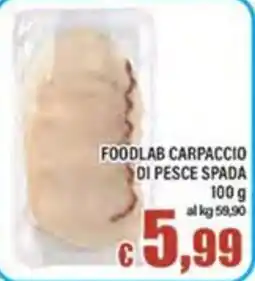 Top Supermercati Foodlab carpaccio di pesce spada offerta