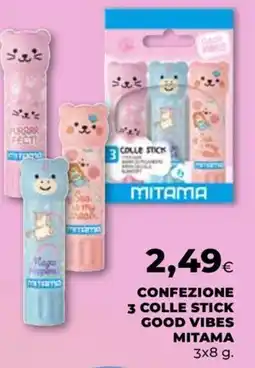 Unicoop Confezione 3 colle stick good vibes mitama offerta