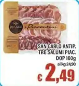 Top Supermercati San Carlo Antip. Tre Salumi Piac. DOP offerta