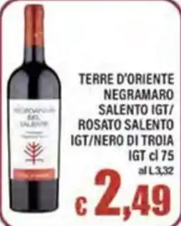 Top Supermercati Terre d'Oriente Negramaro Salento IGT/Rosato Salento IGT/Nero di Troia IGT offerta