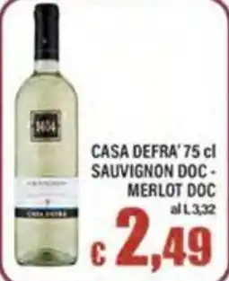 Top Supermercati Casa Defra Sauvignon DOC - Merlot DOC offerta