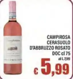 Top Supermercati Campirosa Cerasuolo d'Abruzzo Rosato DOC offerta