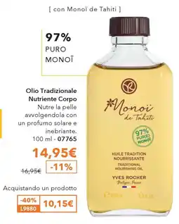 Yves Rocher Olio Tradizionale Nutriente Corpo Monoï de Tahiti Yves Rocher offerta