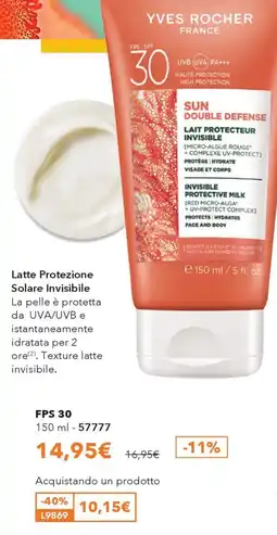 Yves Rocher Yves Rocher Latte Protezione Solare Invisibile offerta