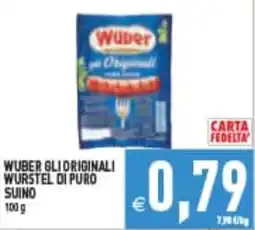 Supermercati Agorà Wuber gli originali wurstel di puro suino offerta