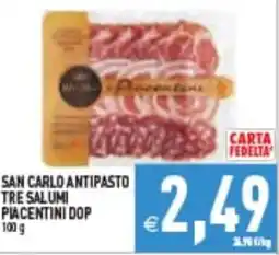 Supermercati Agorà San Carlo Antipasto Tre Salumi Piacentini DOP offerta
